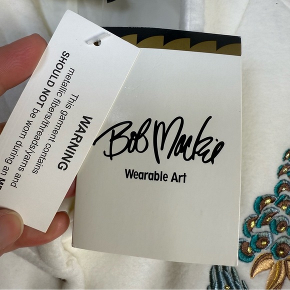 Bob Mackie Wearable Art Embroidered Button Front Fleece Jacket Coat Size XL NWT - Picture 6 of 8